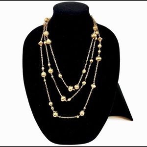 Layer Necklace Triple Strand Bronze Gold Necklace